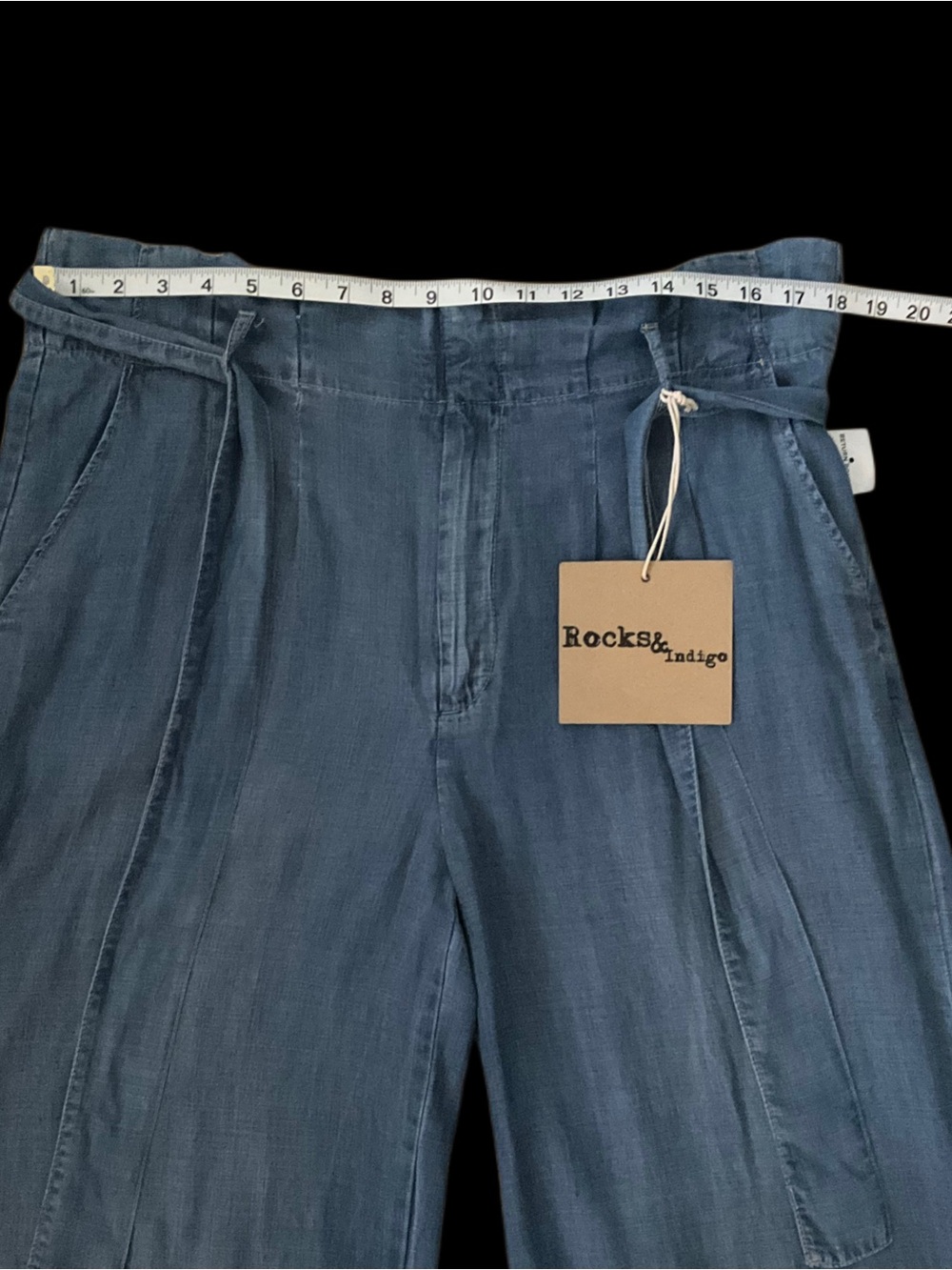 Rock & Indigo Paperbag Wide-Leg Chambray Pants - Picture 3 of 5